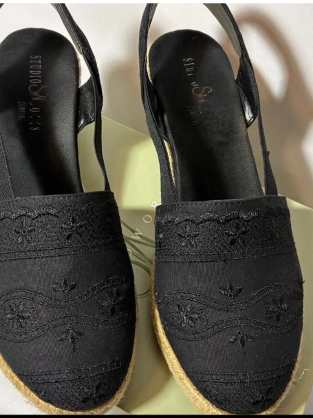 Studio Works black embroidered espadrilles -style: Marla sz. 11